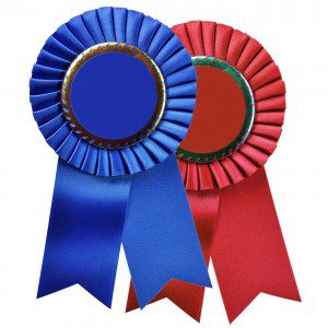 red and blue ribbons